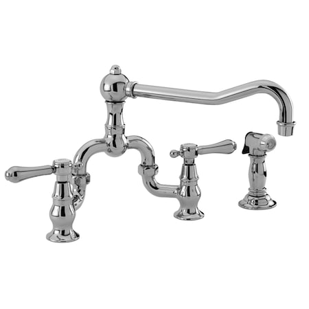 Newport Brass Kitchen Bridge Faucet With Side Spray in Bronze, Hand Relieved 9453-1/ORB